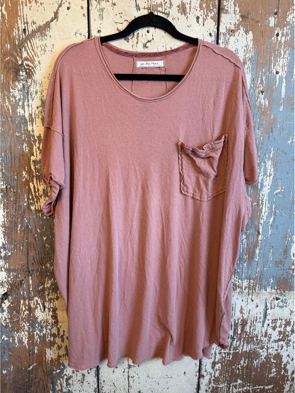 Free People Oversized “Take it Easy” pocket t-shirt dusty pink size medium